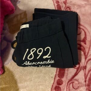 Abercrombie & Fitch Black Sweatpants with White '1892' Embroidery
